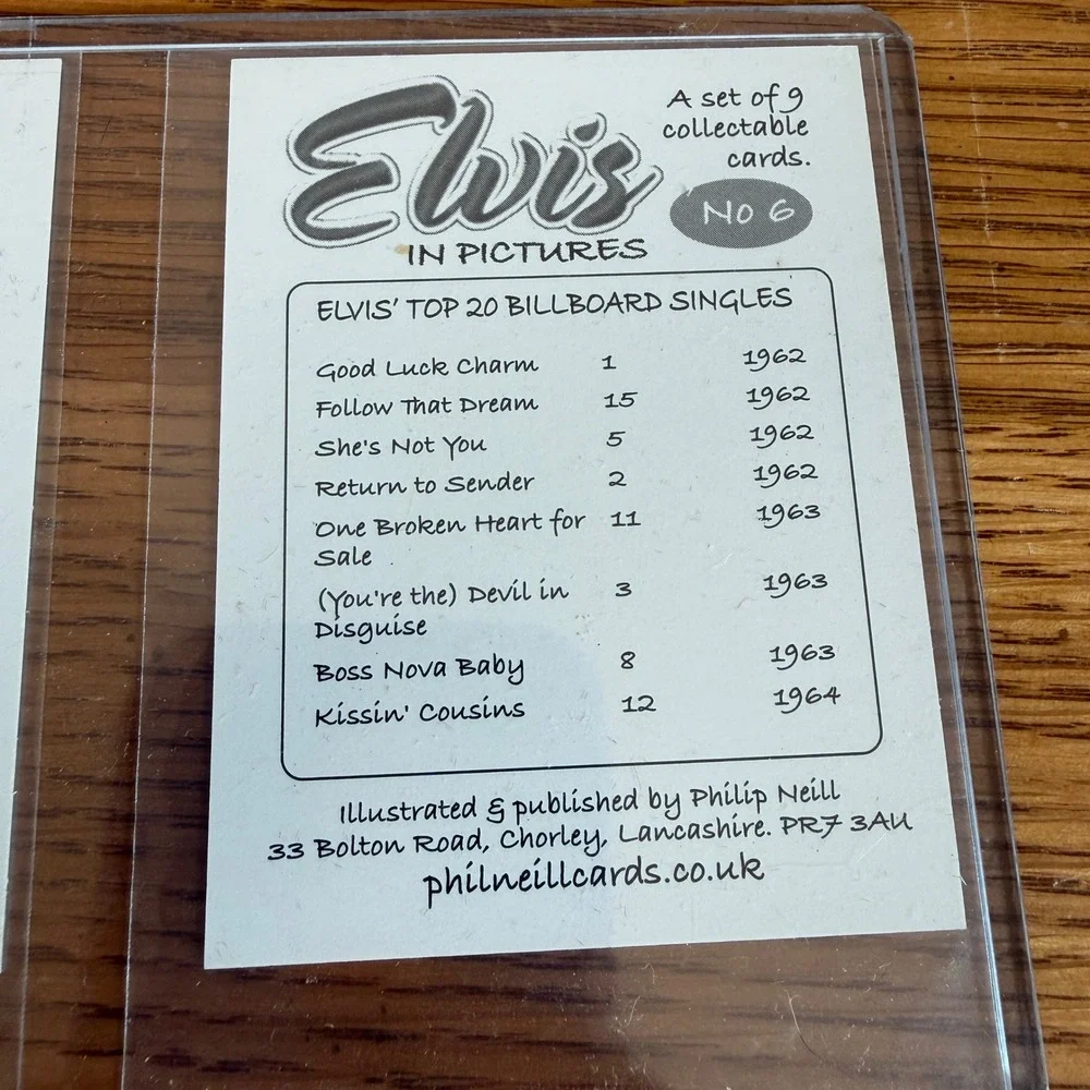 Elvis In Pictures Philip Neill Collectible Caricature Cards No 2 & 6 Billboard